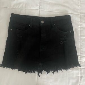 Black Distressed Jean Shorts